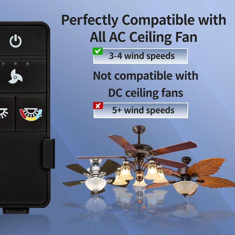 FEKOTS TX028C-S Ceiling Fan Remote Control for Hampton Bay, Hunter, Harbor Breeze - 3 Speed, Light Dimmer Compatible with TX028C, KUJCE10320/TR222A,2AAZPHD3/HD3,98130 - Image 5